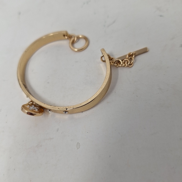 BCBGeneration Star Dangle Charm Gold Tone Cuff Rhinestone Bangle Bracelet - Picture 7 of 9